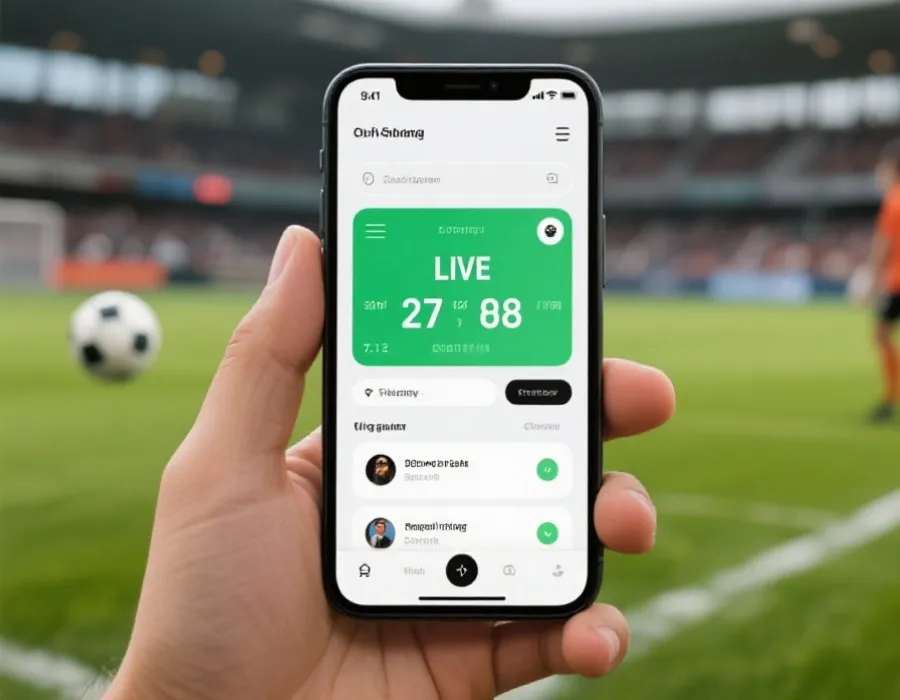 行動裝置直播觀看示意